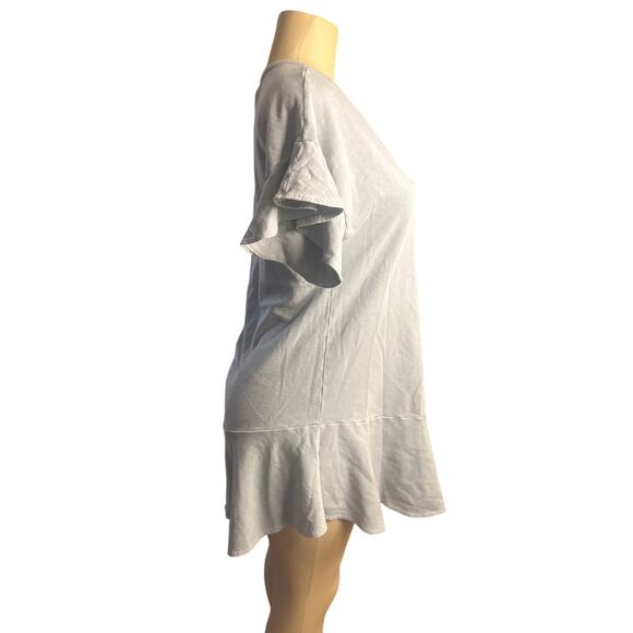 Women XS Anthropologie Saturday Sunday Odette Blue Ruffle Slv Shift Knit Dress - Picture 5 of 6